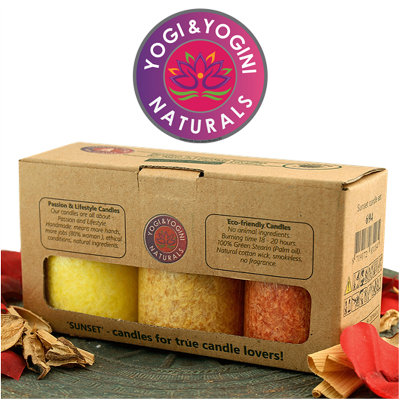Yogi &amp; Yogini stearin candles 3 x SUNSET