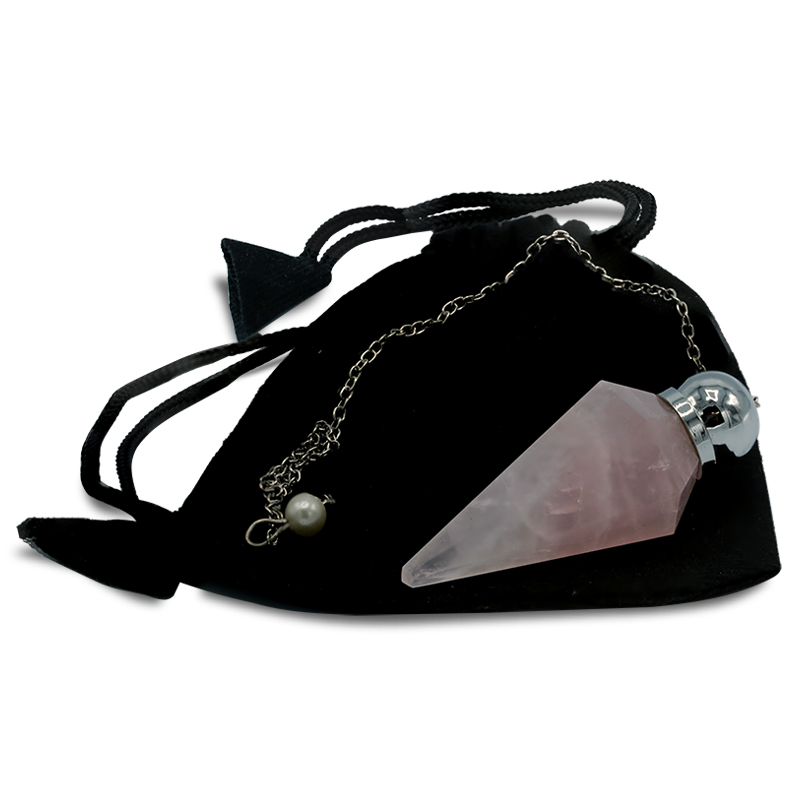 Rose quartz pendulum with faceted tip + decorative pearl