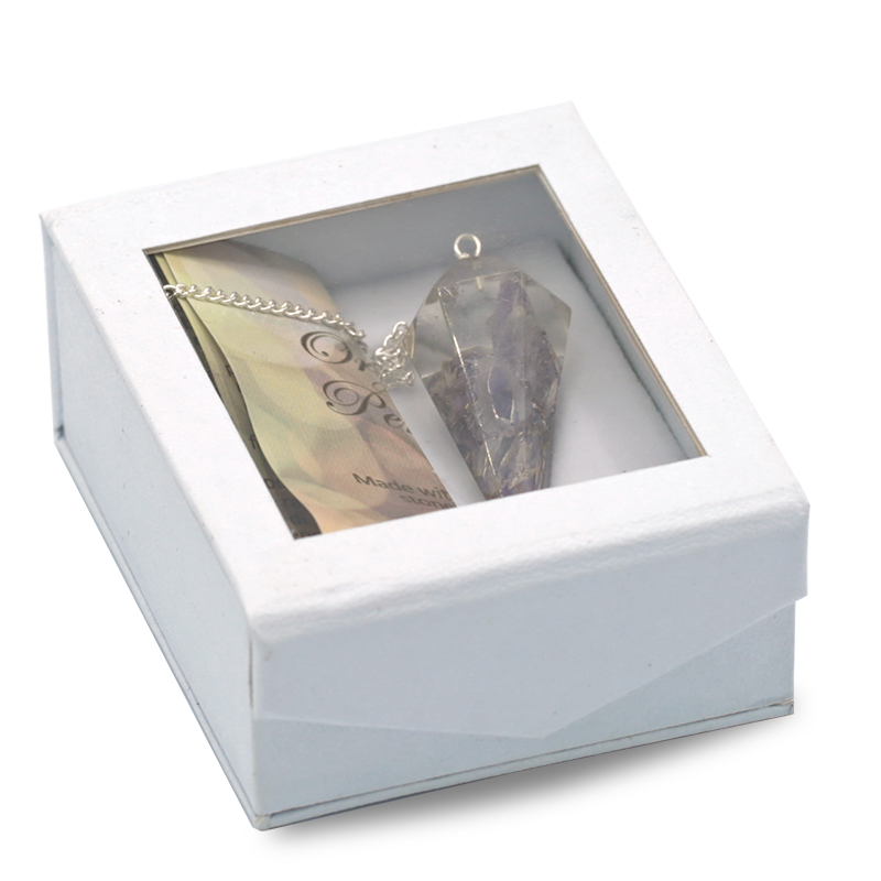 Amethyst orgonite pendulum with tapered facet