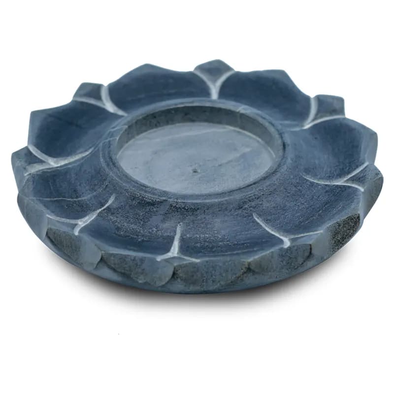 Lotus Kerzen- & Räucherstäbchenhalter – Speckstein Grau