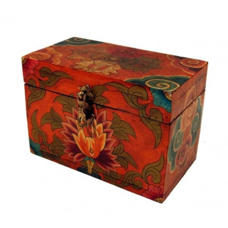 Treasure chest Tibetan hand painted flowers