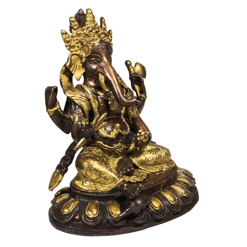 Ganesha auf Lotus Messing 2-farbig