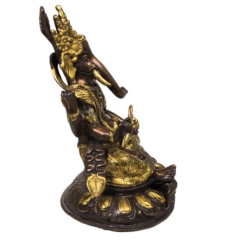 Ganesha auf Lotus Messing 2-farbig