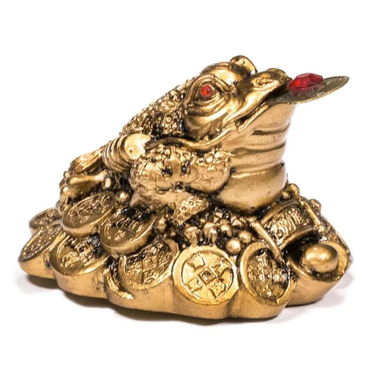 Feng Shui frog lucky charm gold colored