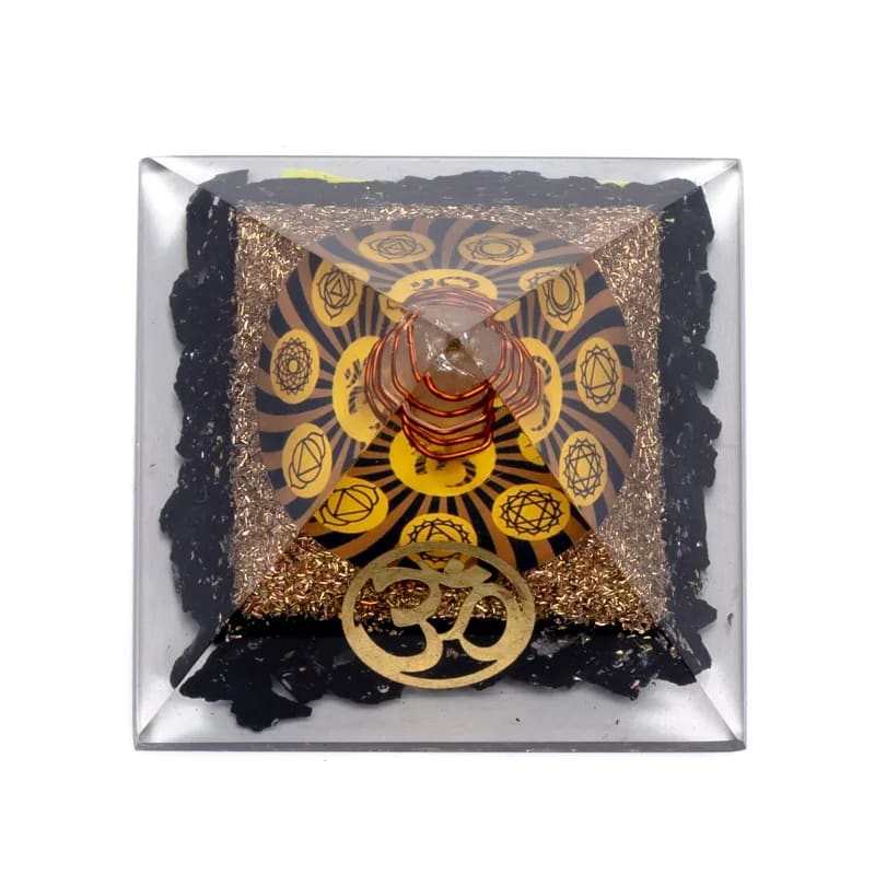 Orgonite Chakra Pyramid Black Tourmaline with OM