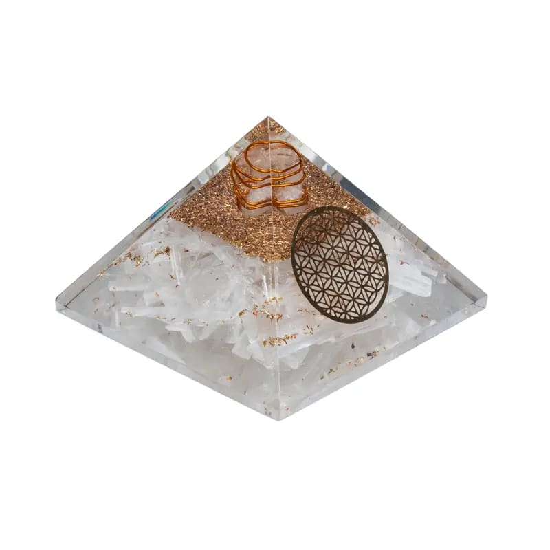 Orgonite Pyramid Selenite Flower of Life