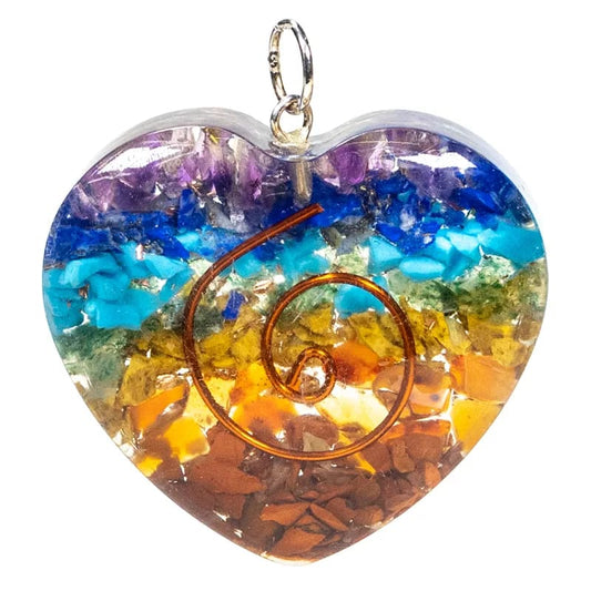 Orgonite heart pendant multicolored