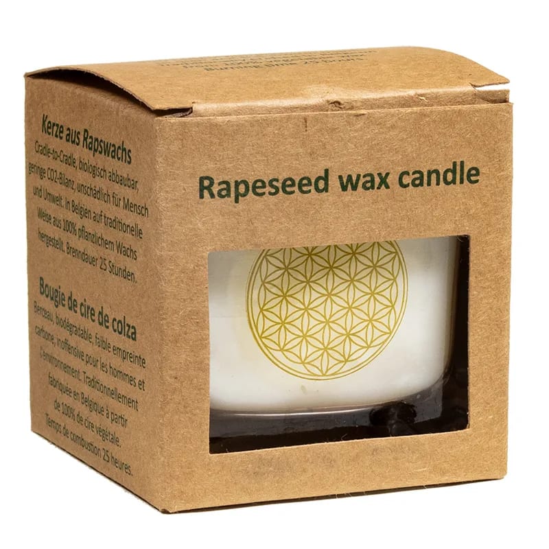 Ecological scented candle rapeseed wax flower of life