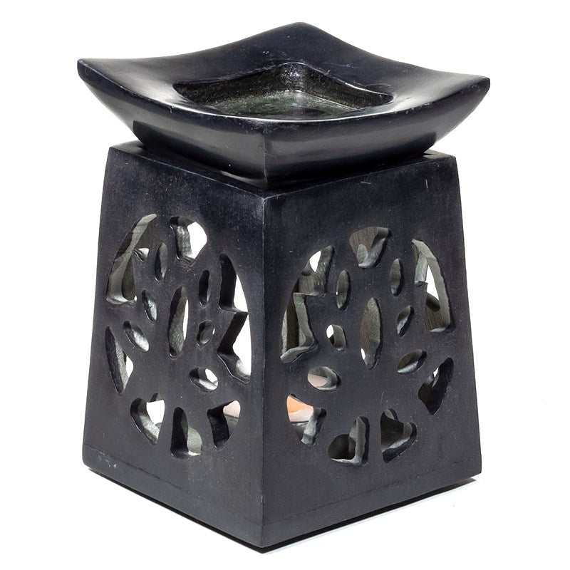 Oil burner Lotus black soapstone