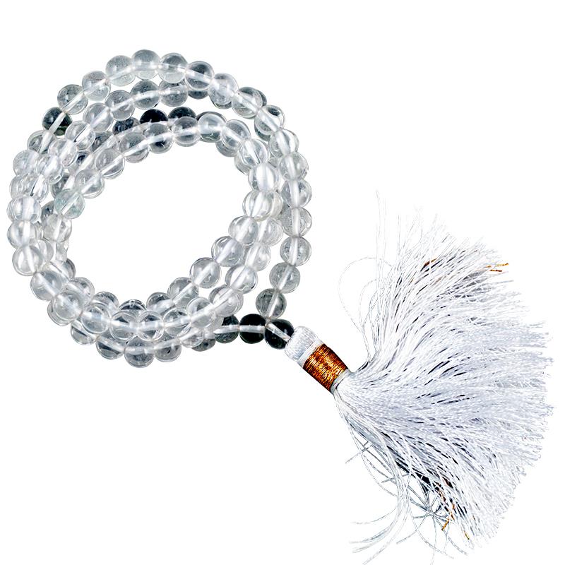 Mala rock crystal AA quality, 108 beads + bag