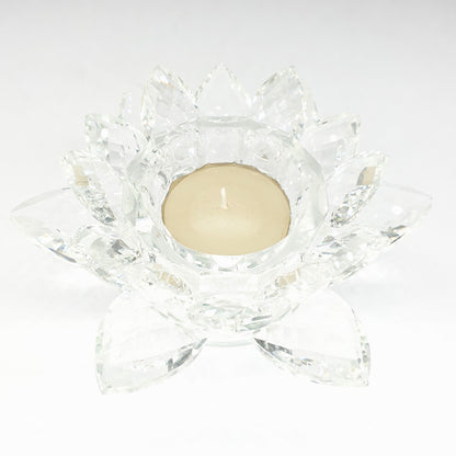Weiße Kristall-Lotusblüte für Teelicht 15 cm