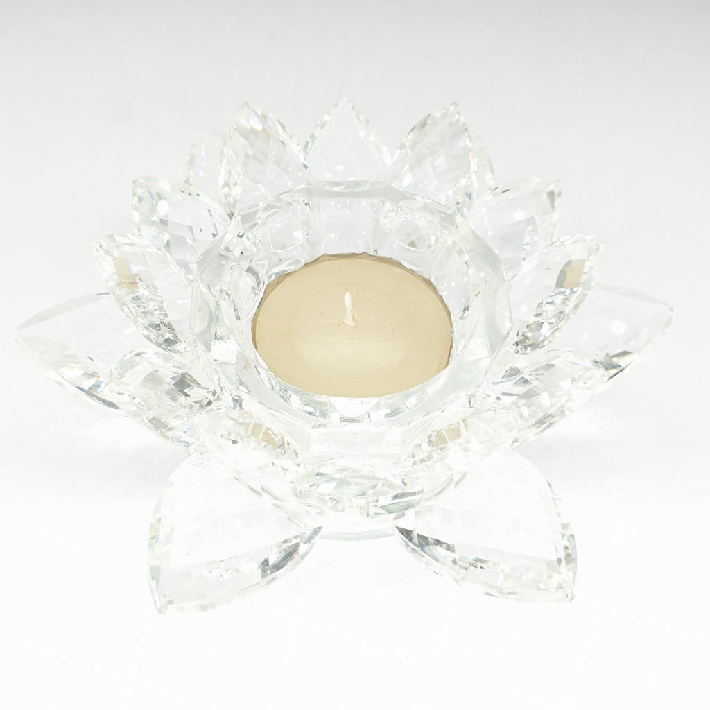 White crystal lotus flower for tea light 15 cm
