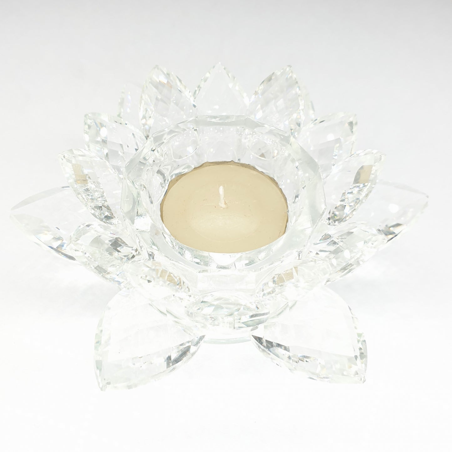 White crystal lotus flower for tea light 13 cm