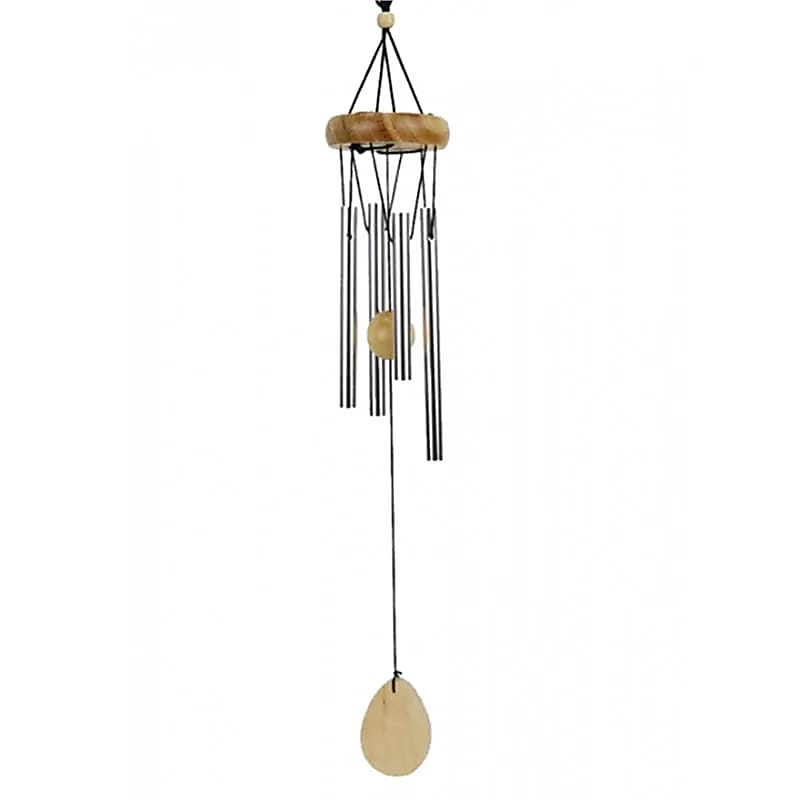 Wind chime with 4 chimes and natural wood