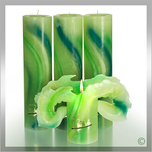 Lotus candles WATERCOLOR green tones 28cm