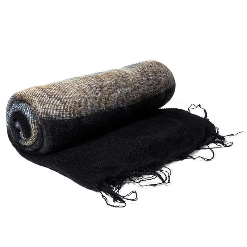 Black meditation scarf with stripes