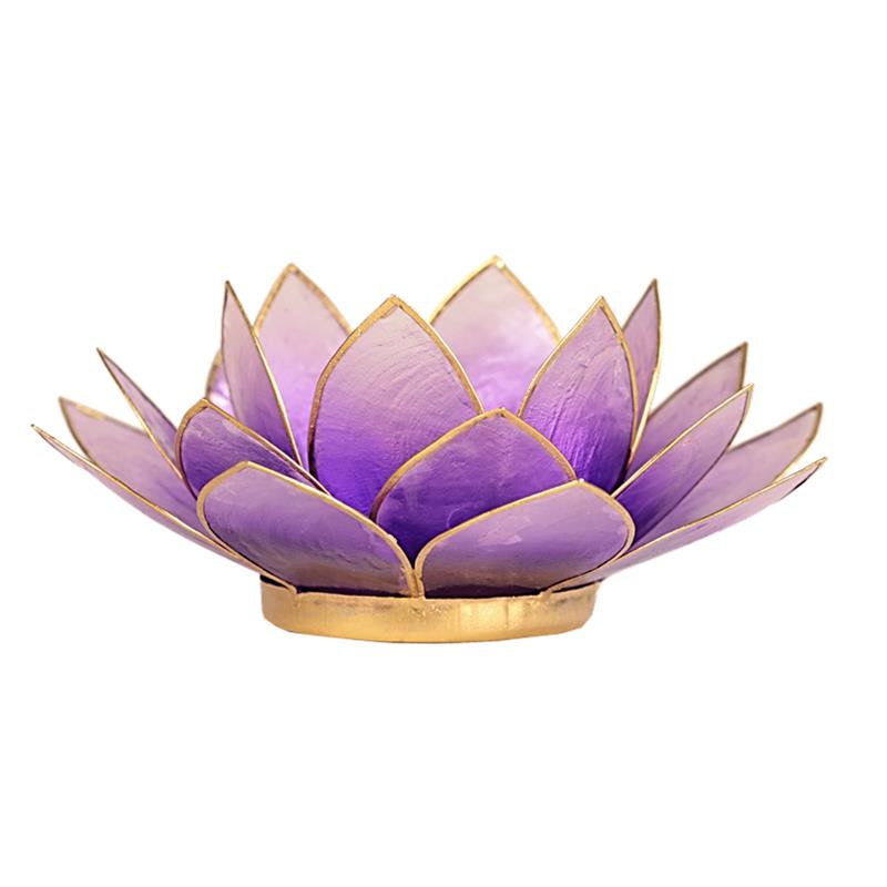 Lotus tealight holder purple gold