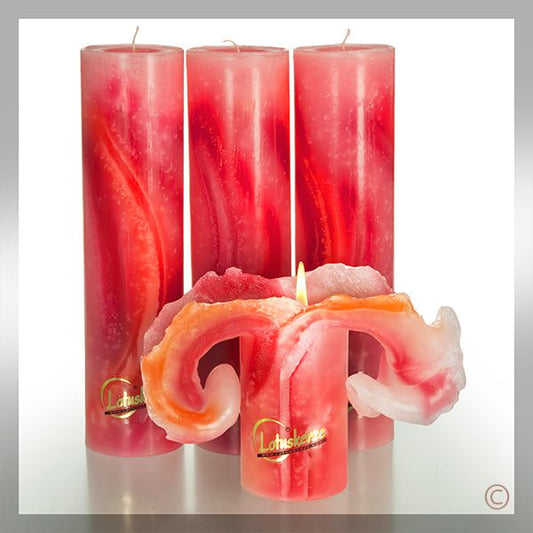 Lotuskerze AQUARELL Rot Töne (28 cm) - Die Kerze mit dem Blüteneffekt