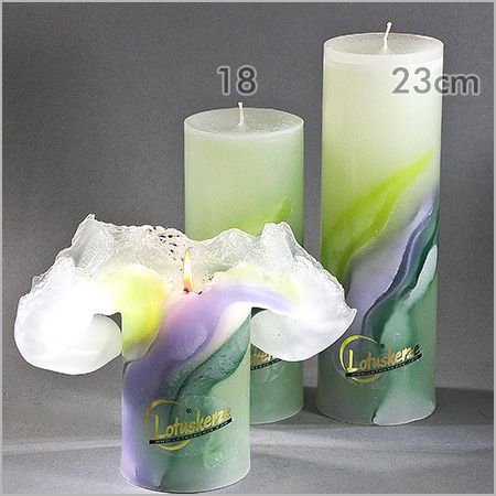 Lotus candles ART Green Lilac 23cm