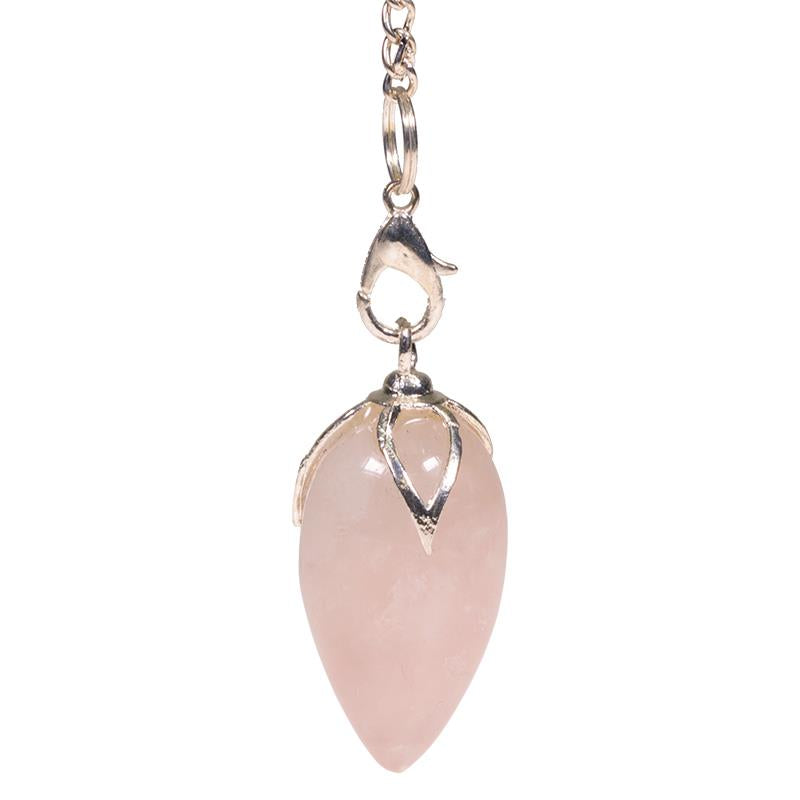 Lotus-Pendel mit Rosenquarz-Spitze – kompakte Ausführung, ca. 2,5 cm