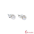 Stud earrings pearl white round (6mm)