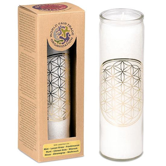 Yogi &amp; Yogini scented candle stearin flower of life white