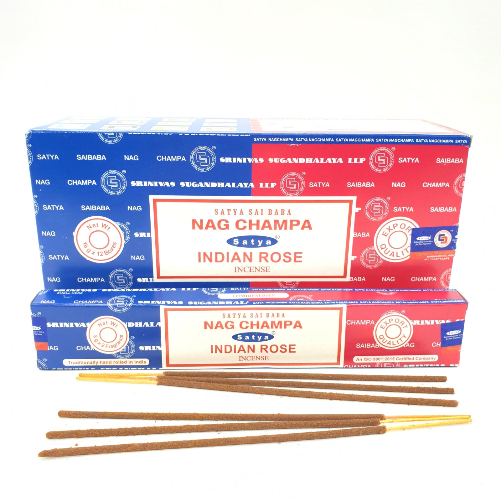 Satya Nag Champa und Indian Rose Räucherstäbchen Doppelpack