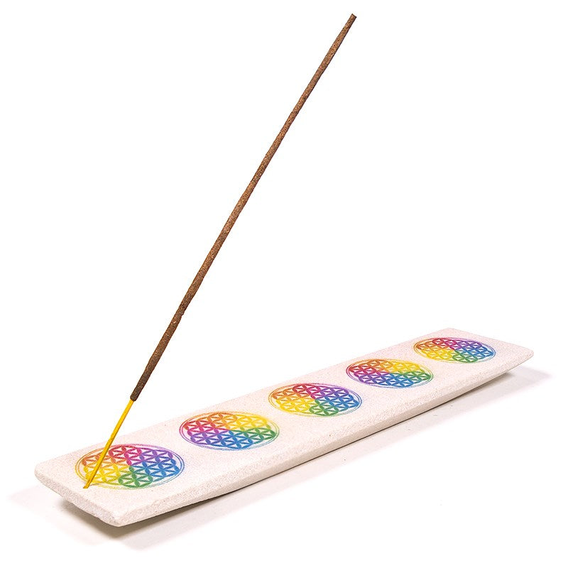 Räucherstäbchenhalter Sandstein Blume des Lebens lang