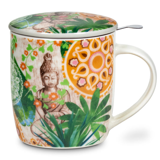 Box teacup with tea strainer Buddha Paradise