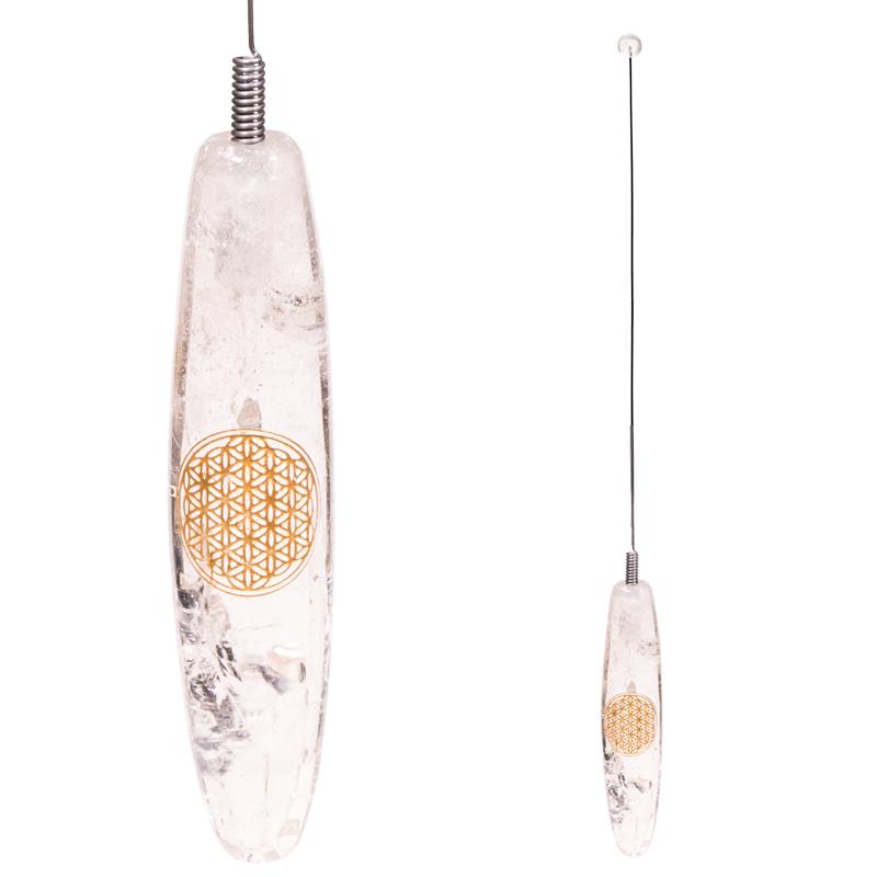 One-handed rod rock crystal with flower of life