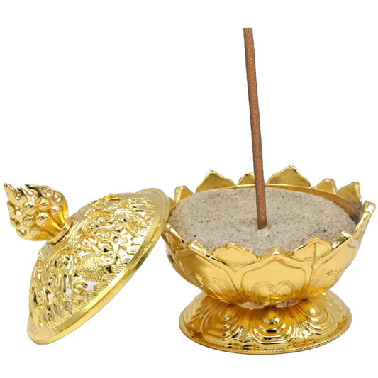Incense stick holder Lotus gold colored