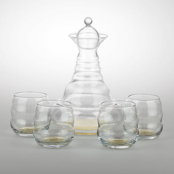 Set Karaffe Alladin 1,3 l + 4 Trinkgläser Mythos – Gold – Blume des Lebens