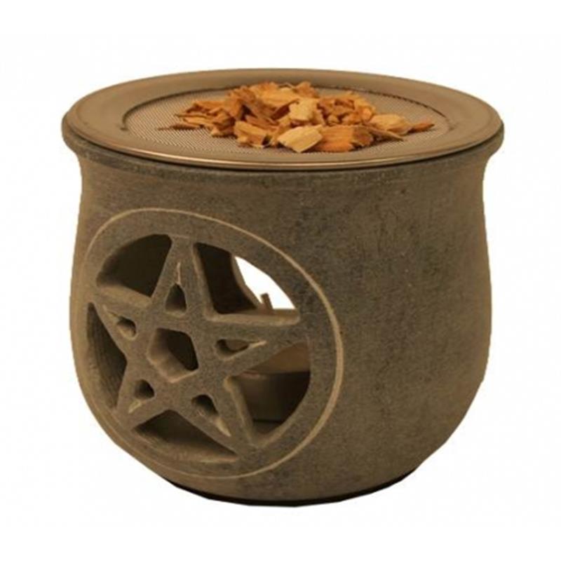 Räuchergefäß Pentagramm Speckstein grau