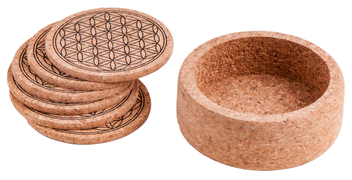 Cork coaster Flower of Life with stand
