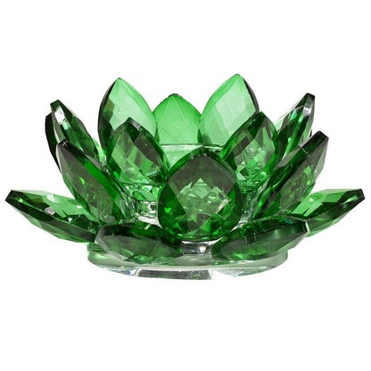Lotus candle holder crystal green