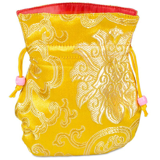 Brocade bag yellow with red lining