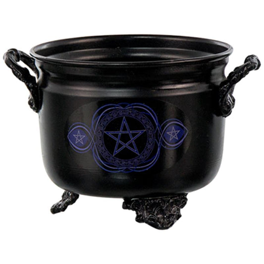 Witch's cauldron with blue pentagram