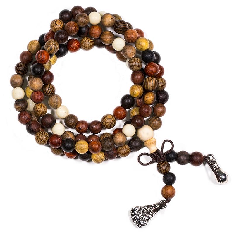 Mala 4 types of wood elastic with decorative beads