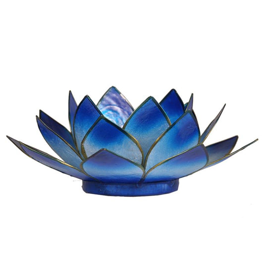 Lotus tealight holder blue black/gold colored