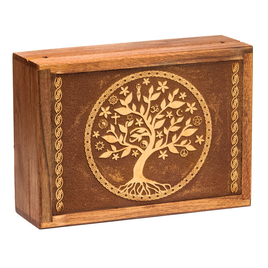 Carved tarot box, tree of life