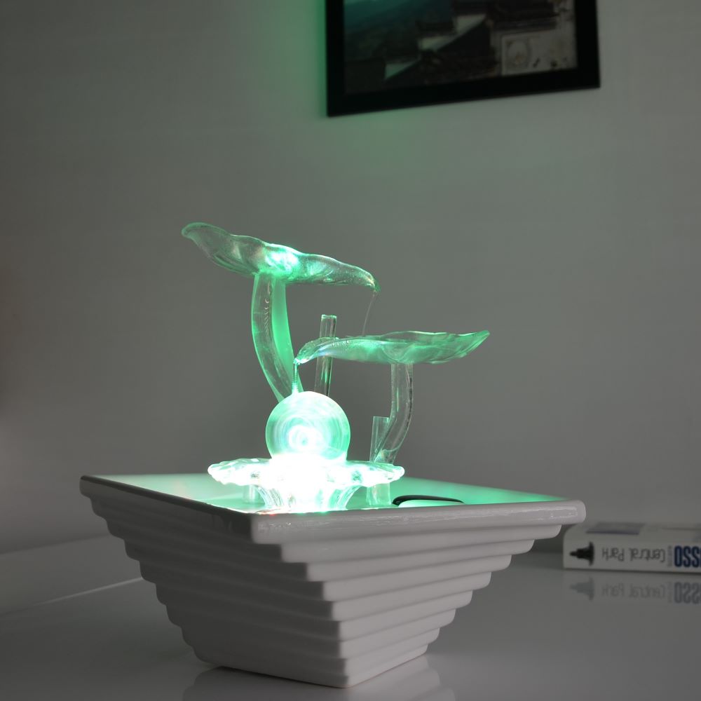 Crystal Line Zimmerbrunnen Flower mit Kugel und Beleuchtung