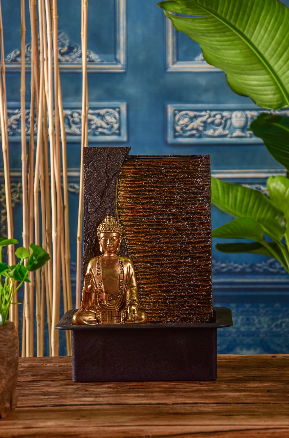 Zimmerbrunnen Buddha Jati mit Pumpe und Beleuchtung