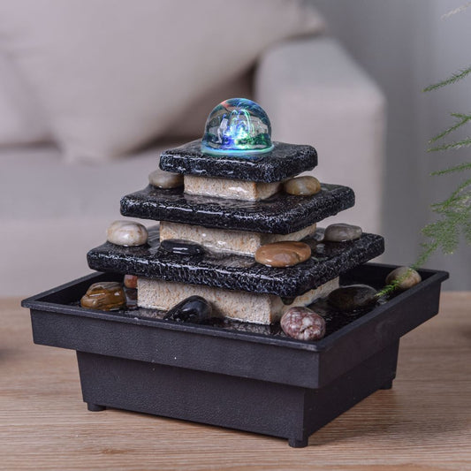 Zen'Light Eka-Wasserbrunnen - Zen-Dekoration für Ihr Zuhause inkl. Pumpe und Beleuchtung