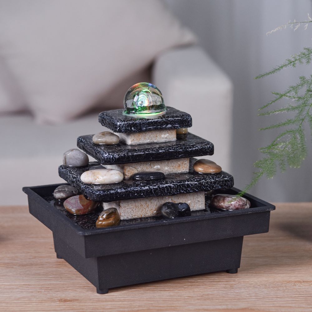 Zen'Light Eka-Wasserbrunnen - Zen-Dekoration für Ihr Zuhause inkl. Pumpe und Beleuchtung