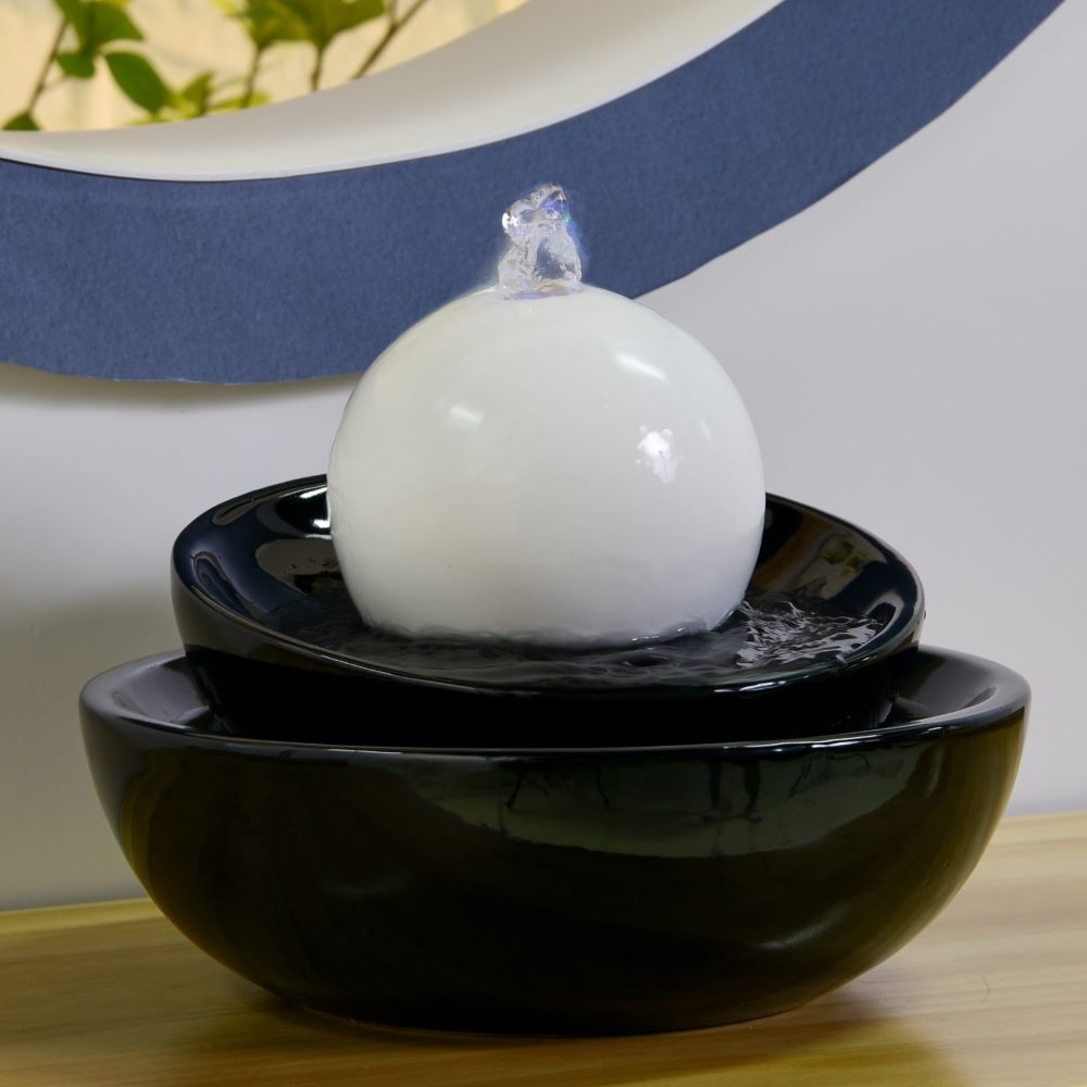 Zen Flow Zimmerbrunnen - Modernes, harmonisches Keramikdesign mit Beleuchtung