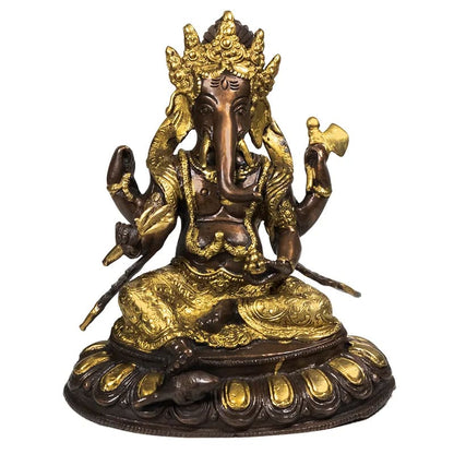 Ganesha auf Lotus Messing 2-farbig