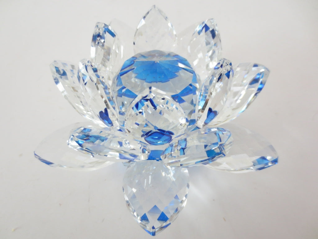 Crystal lotus flower blue large