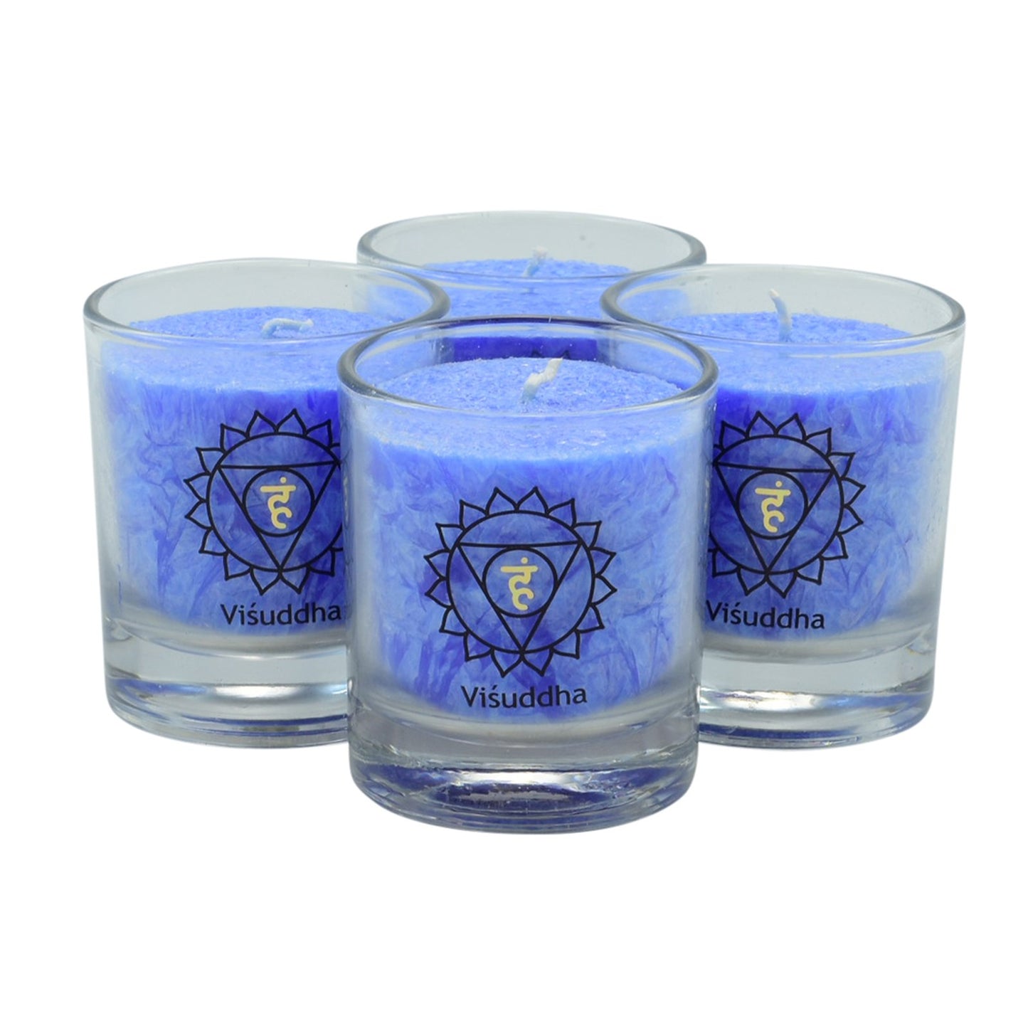 Palm Light Chakra Votive Candle, Blue, Set of 4