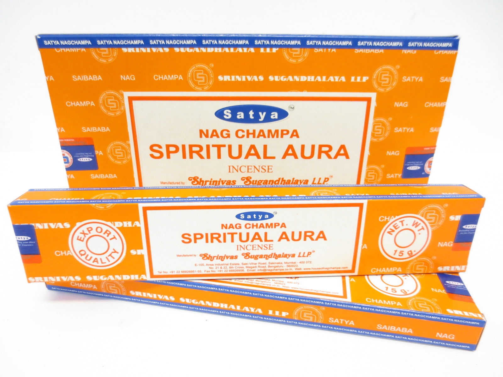 Satya Spiritual Aura Räucherstäbchen in der farbigen Verpackung