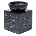 Phoenix Duftlampe Pentagramm aus schwarzem Speckstein